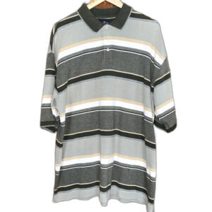 Dockers Golf Men's XL Green Striped Polo Casual Athleisure Athletic Wear